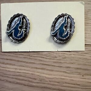 Silver and Turquoise Western Coyote Pins